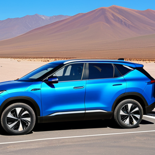Home 17 A modern electric SUV, sleek and white, parked at a newly installed fast-charging station nestled within the rugged, arid landscape of the Chilean Atacama Desert. Distant majestic mountains rise under a clear blue sky, emphasizing the vastness. The charging station is functional and clean, with clear indicators. A person, fully clothed in practical outdoor attire, stands beside the vehicle, observing the charging process with a sense of quiet determination. The scene evokes a blend of cutting-edge technology and remote natural beauty, highlighting the expanding infrastructure. Perfect anatomy, correct proportions, natural pose, well-formed hands, proper finger count, natural body proportions. Safe for work, appropriate content, fully clothed, modest.